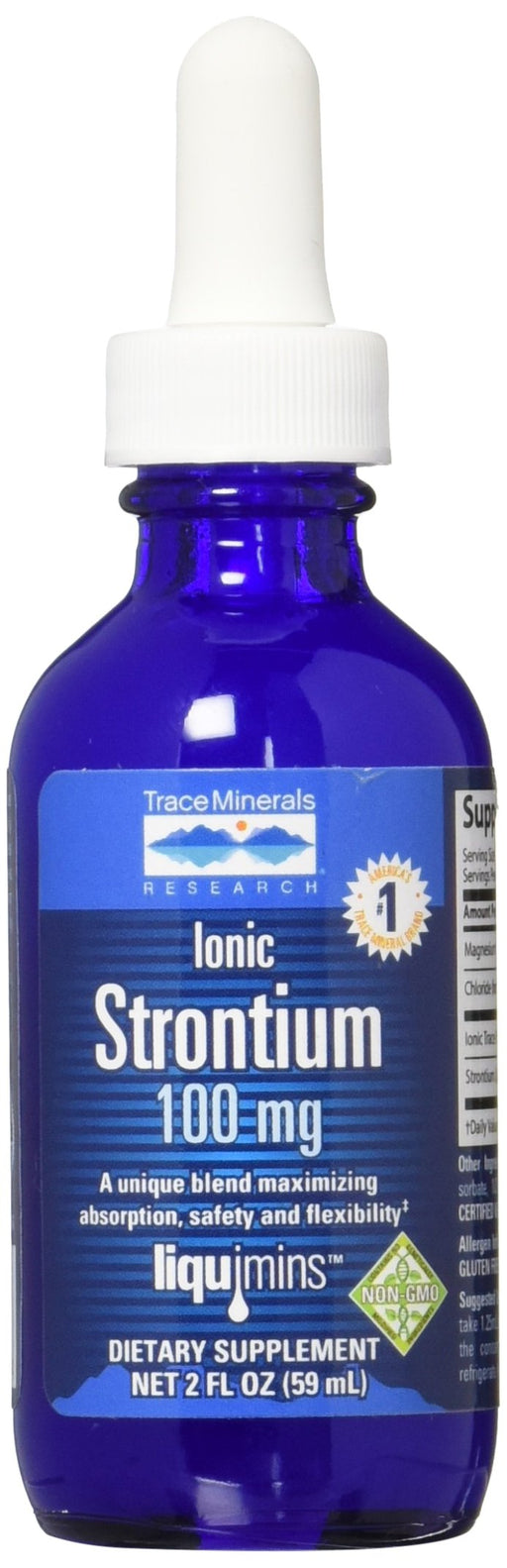 Trace Minerals Ionic Strontium, 100mg - 59 ml. | High-Quality Trace Minerals | MySupplementShop.co.uk