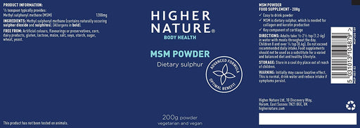 Higher Nature MSM Powder 200g | High-Quality Personal Care | MySupplementShop.co.uk
