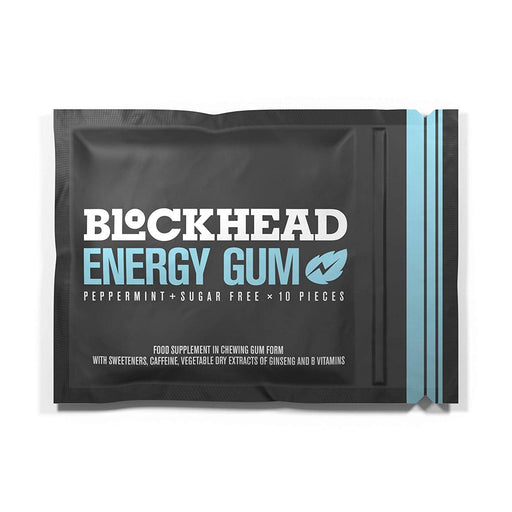 BLOCKHEAD Energy Gum Peppermint 12 Packs of 10 Pieces Caffeine Chewing Gum with Vitamins B1, B6 & B12 and Ginseng Sugar-Free Calorie-Free | High-Quality Health Foods | MySupplementShop.co.uk