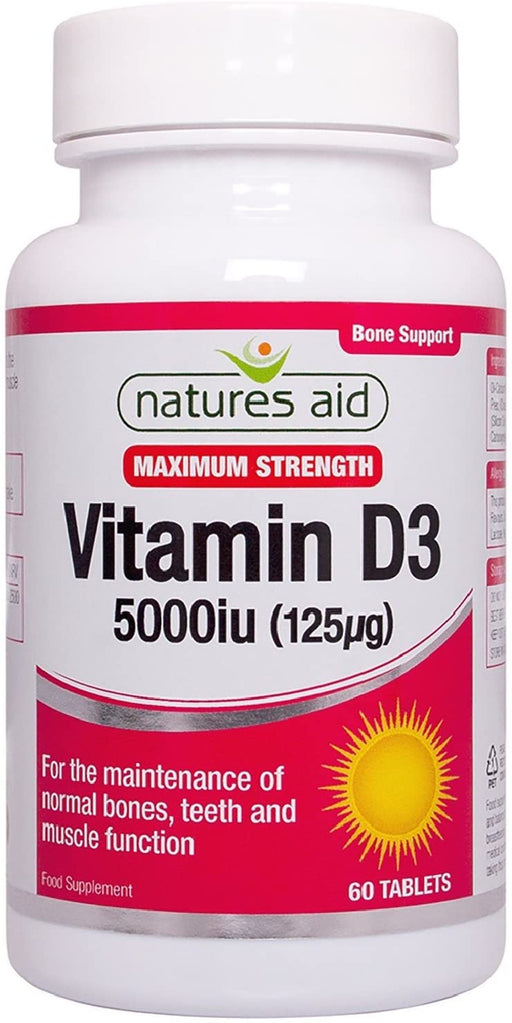 Natures Aid Vitamin D3 5000iu High Strength 60 Tablets | High-Quality Vitamins & Supplements | MySupplementShop.co.uk