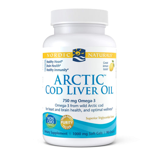 Nordic Naturals Arctic Cod Liver Oil, 750mg Lemon - 90 softgels | High-Quality Health and Wellbeing | MySupplementShop.co.uk