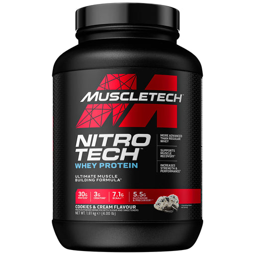 MuscleTech Nitro-Tech, Cookies & Cream - 1800 grams | High-Quality Protein | MySupplementShop.co.uk