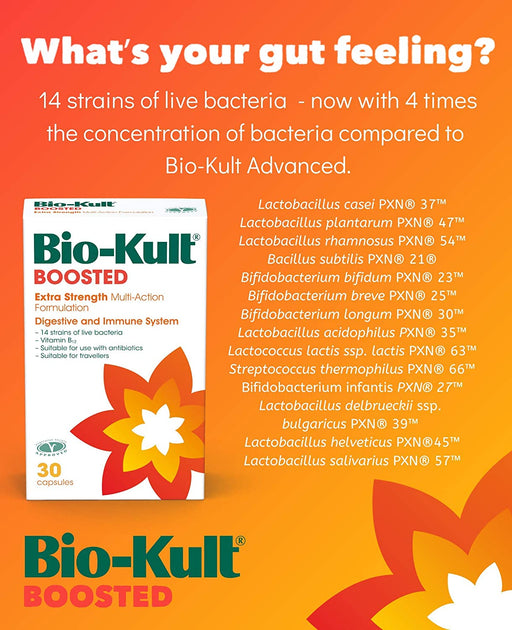 Bio-Kult Boosted Extra Strength Multi-Action Formulation 30 Capsules | High-Quality Vitamins & Supplements | MySupplementShop.co.uk