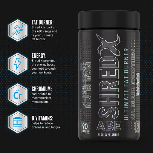 Applied Nutrition Shred X ABE All Black Everything 90 Capsules | High-Quality Slimming and Weight Management | MySupplementShop.co.uk