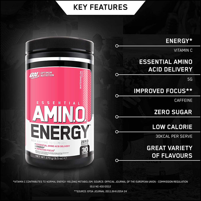 Optimum Nutrition Amino Energy Pre Workout Powder Keto Friendly with Beta Alanine Caffeine Amino Acids and Vitamin C 30 Servings 270g | High-Quality Amino Acids and BCAAs | MySupplementShop.co.uk