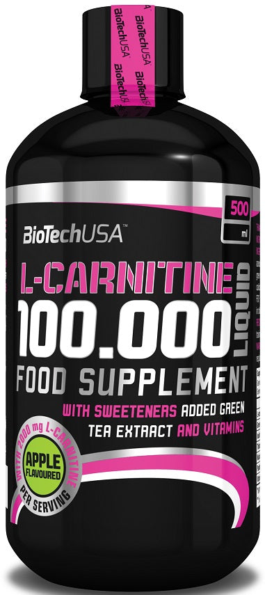 BioTechUSA L-Carnitine 100.000, Apple - 500 ml. | High-Quality Amino Acids and BCAAs | MySupplementShop.co.uk