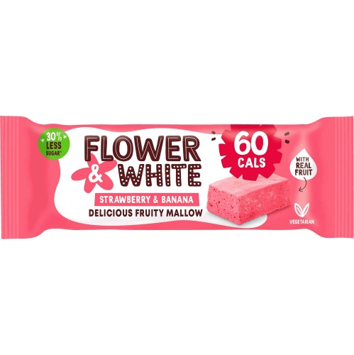 Flower & White  Strawberry Banana Fruity Mallow Bar35g x 15 | High-Quality Snacks | MySupplementShop.co.uk