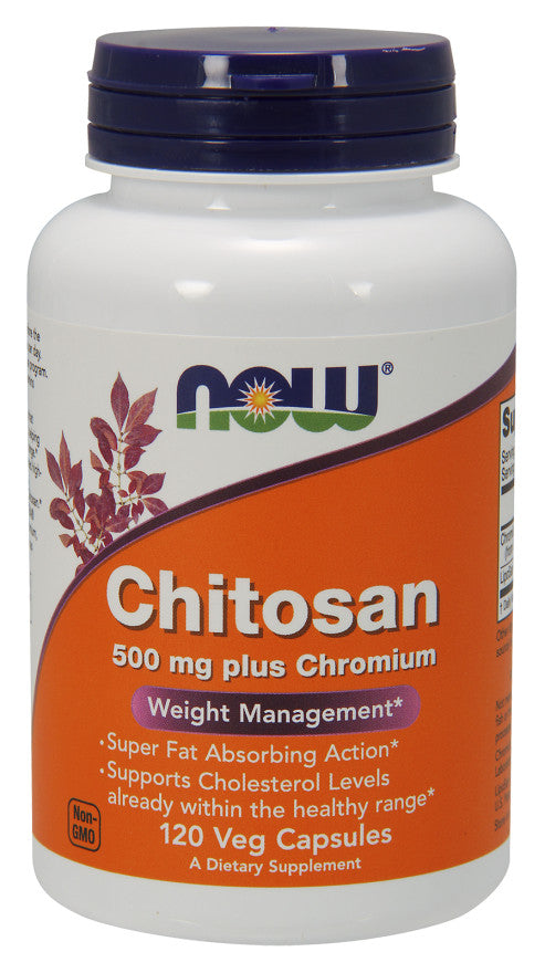 NOW Foods Chitosan, 500mg Plus Chromium - 120 vcaps | High-Quality Slimming and Weight Management | MySupplementShop.co.uk