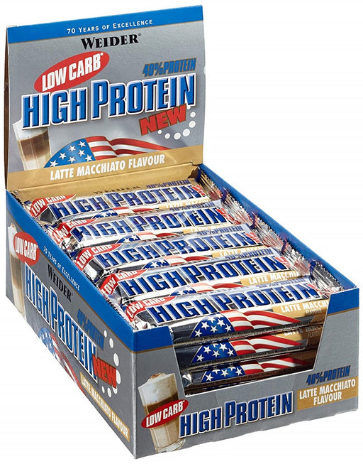 Weider 40% Low Carb High Protein Bar, Peanut Caramel - 24 bars (50 grams) | High-Quality Protein Bars | MySupplementShop.co.uk