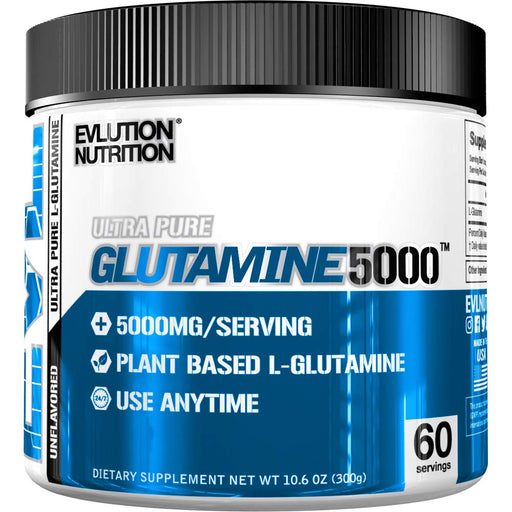 EVLution Nutrition Ultra Pure Glutamine 5000, Unflavoured - 300 grams | High-Quality L-Glutamine, Glutamine | MySupplementShop.co.uk