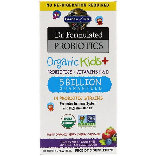 Garden of Life Dr. Formulated Probiotics Organic Kids+, Berry Cherry - 30 chewables | High-Quality Medication | MySupplementShop.co.uk
