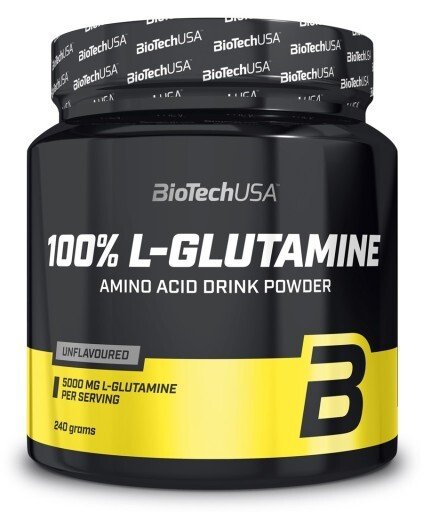 BioTechUSA 100% L-Glutamine, Unflavoured - 240 grams | High-Quality L-Glutamine, Glutamine | MySupplementShop.co.uk