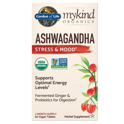 Garden of Life Mykind Organics Ashwagandha - 60 vegan tabs | High-Quality Digestive Health, Fiber | MySupplementShop.co.uk