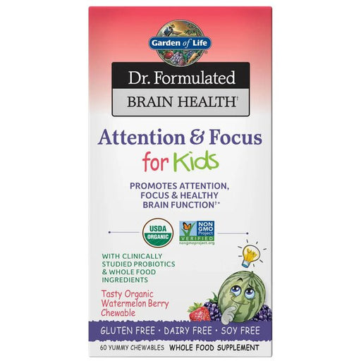 Garden of Life Dr. Formulated Attention & Focus for Kids, Watermelon Berry - 60 chewables | High-Quality Children's Health | MySupplementShop.co.uk