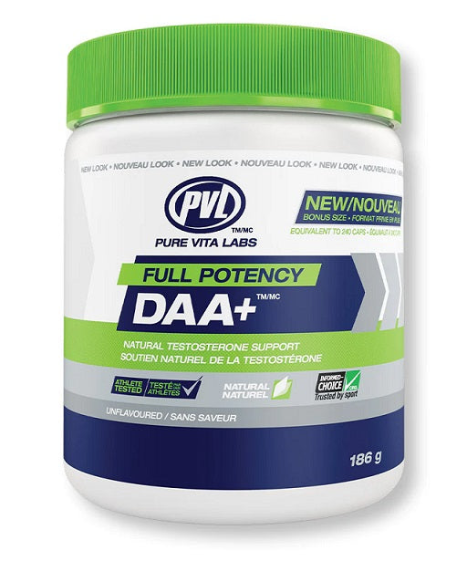 PVL Essentials Full Potency DAA+, Unflavoured - 186 grams | High-Quality Natural Testosterone Support | MySupplementShop.co.uk