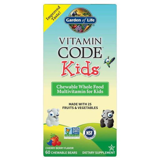 Garden of Life Vitamin Code Kids, Chewable Whole Food Multivitamin For Kids, Cherry Berry - 60 chewable bears | High-Quality Health and Wellbeing | MySupplementShop.co.uk