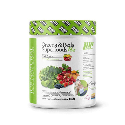 Greens & Reds Superfoods Plus, Fruit Punch - 360g by 1Up Nutrition at MYSUPPLEMENTSHOP.co.uk