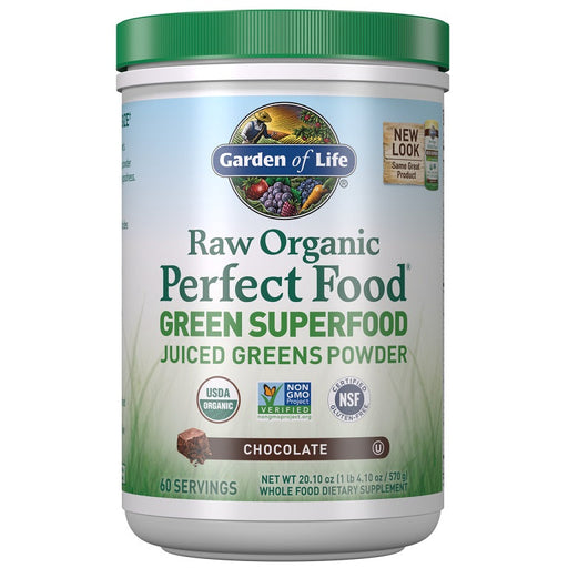 Garden of Life Raw Organic Perfect Food Green Superfood, Chocolate - 570g | High-Quality Health and Wellbeing | MySupplementShop.co.uk