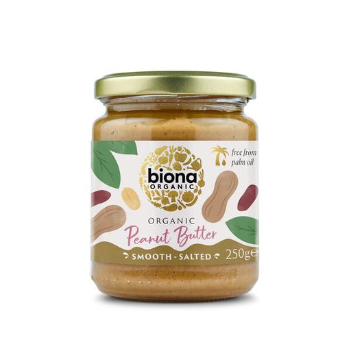 Biona Organic Peanut Butter, Smooth Salted - 250g | High Quality Spreads Supplements at MYSUPPLEMENTSHOP.co.uk